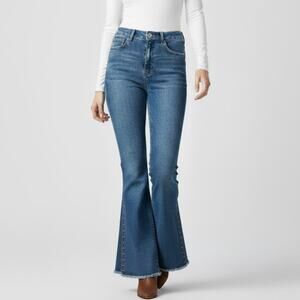 Express Cropped Flare High Rise Jeans with Beaded Ankle Detail Size 4